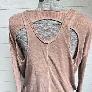 Free People Movement Ribbed Open Back Long Sleeve | Soft Blush Size S
